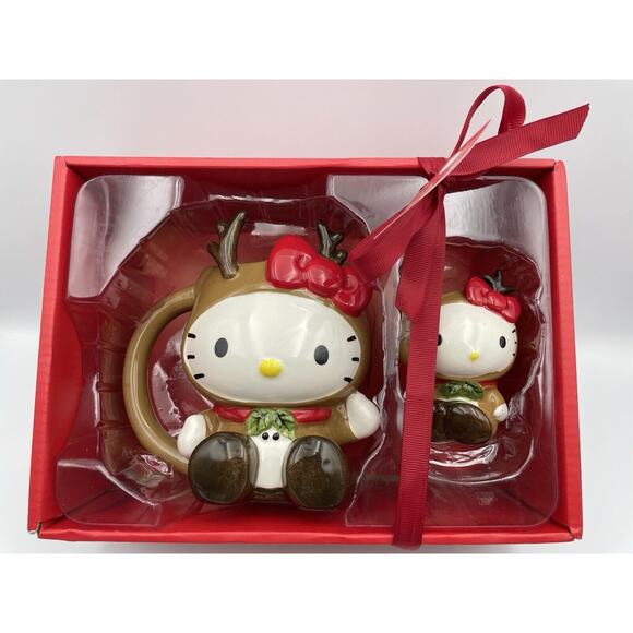 Hello Kitty Christmas Mug And Figurine Set 2024 Reindeer Bluesky Clayworks - New - Picture 2 of 11